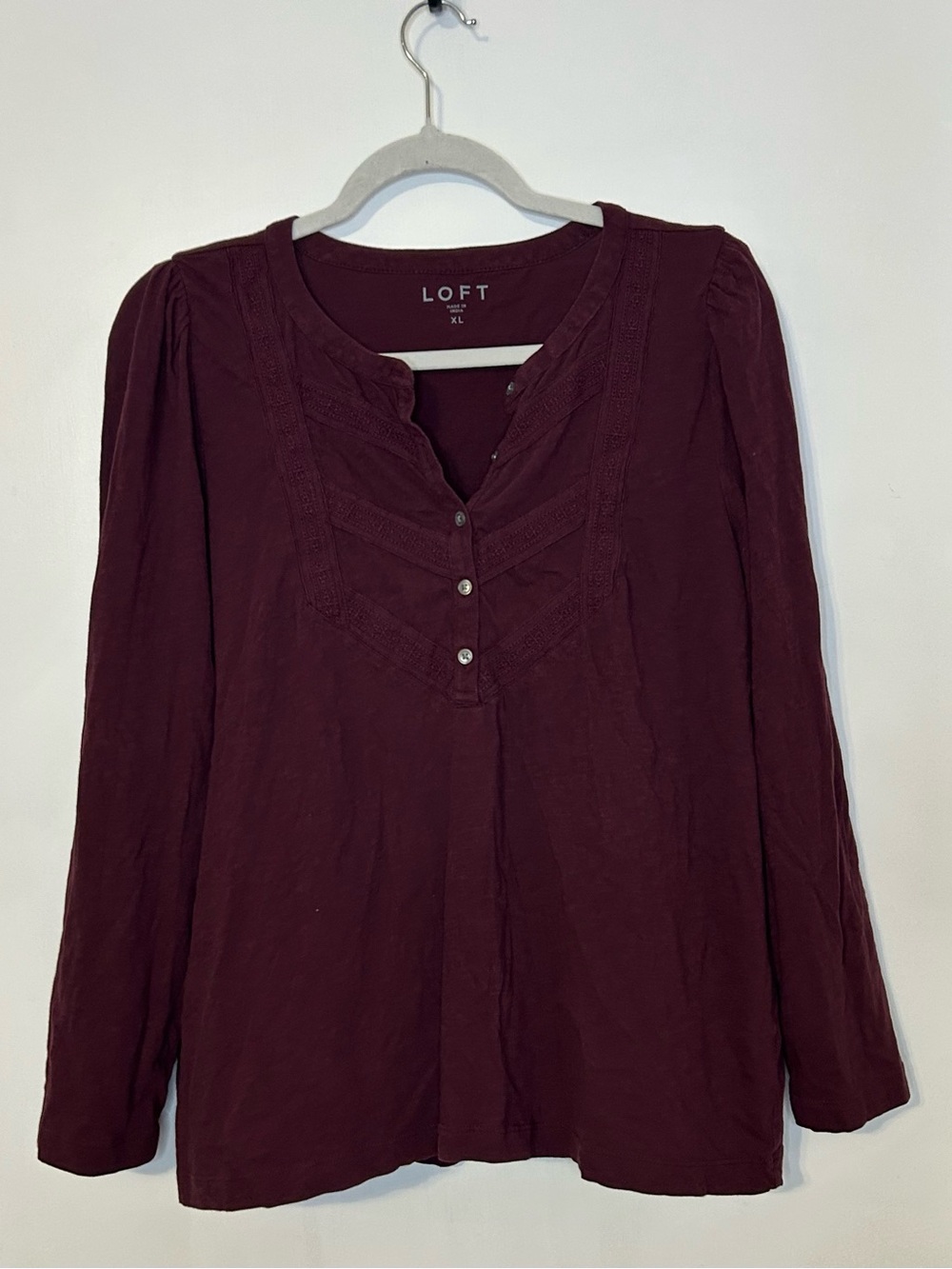 LOFT NWOT Women's Long Sleeve Burgundy Blouse